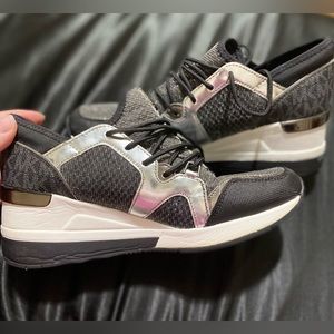 Black and Silver Michael kors heeled sneakers